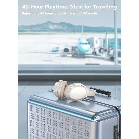 HROEENOI Active Noise Cancelling Wireless Bluetooth Over-Ear Headphones (1084) - Picture 5 of 7